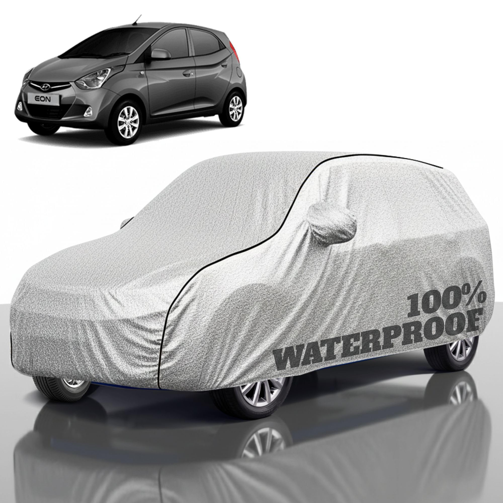 Premium Polyester Car Cover Eon All-Weather Protection from Rain, Dust &amp; Sun | UV Resistant Fabric | Full Body Secure Fit for Outdoor &amp; Indoor Parking Silver