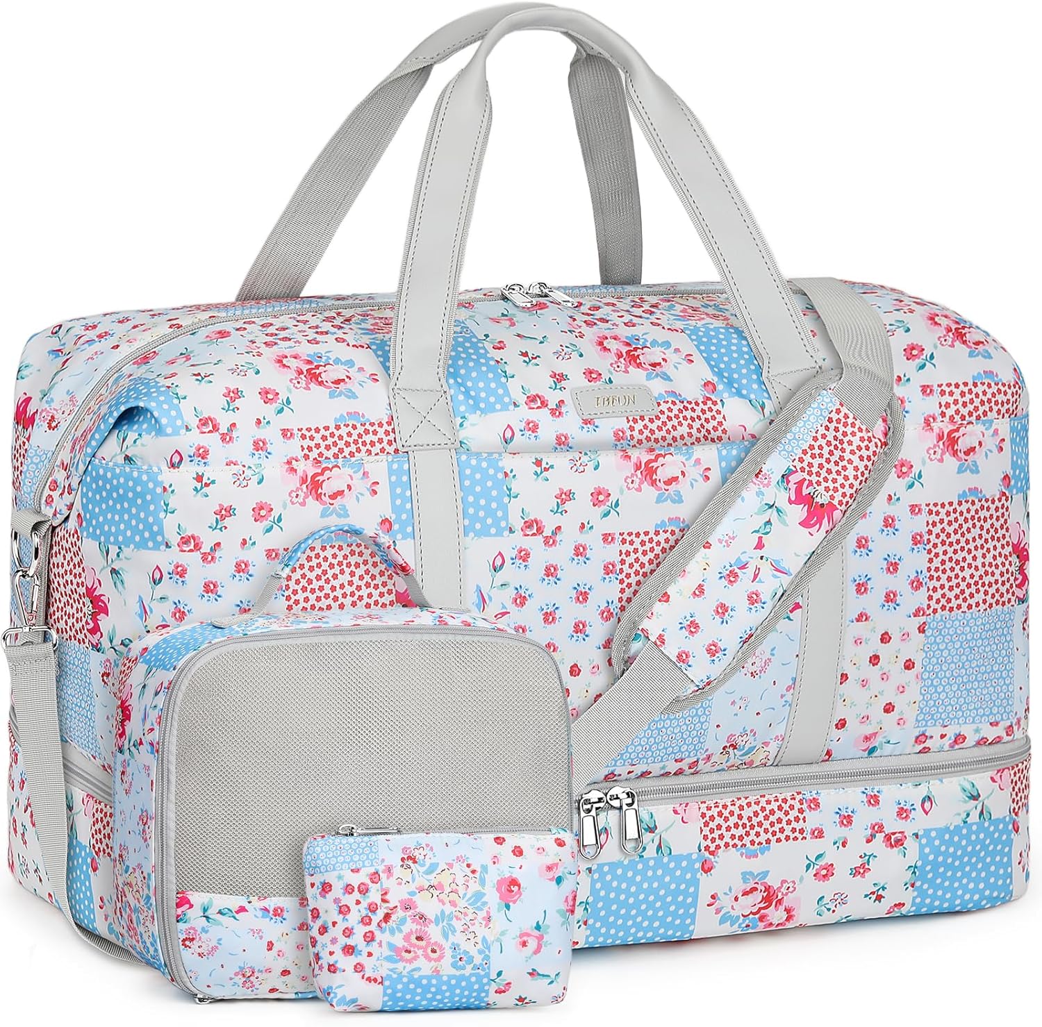 IBFUN Weekender Bags for Women, Travel Duffle Bag with Shoe Compartment Carry on Weekender Overnight Duffel for Weekend Travel Business Trip 3PCS