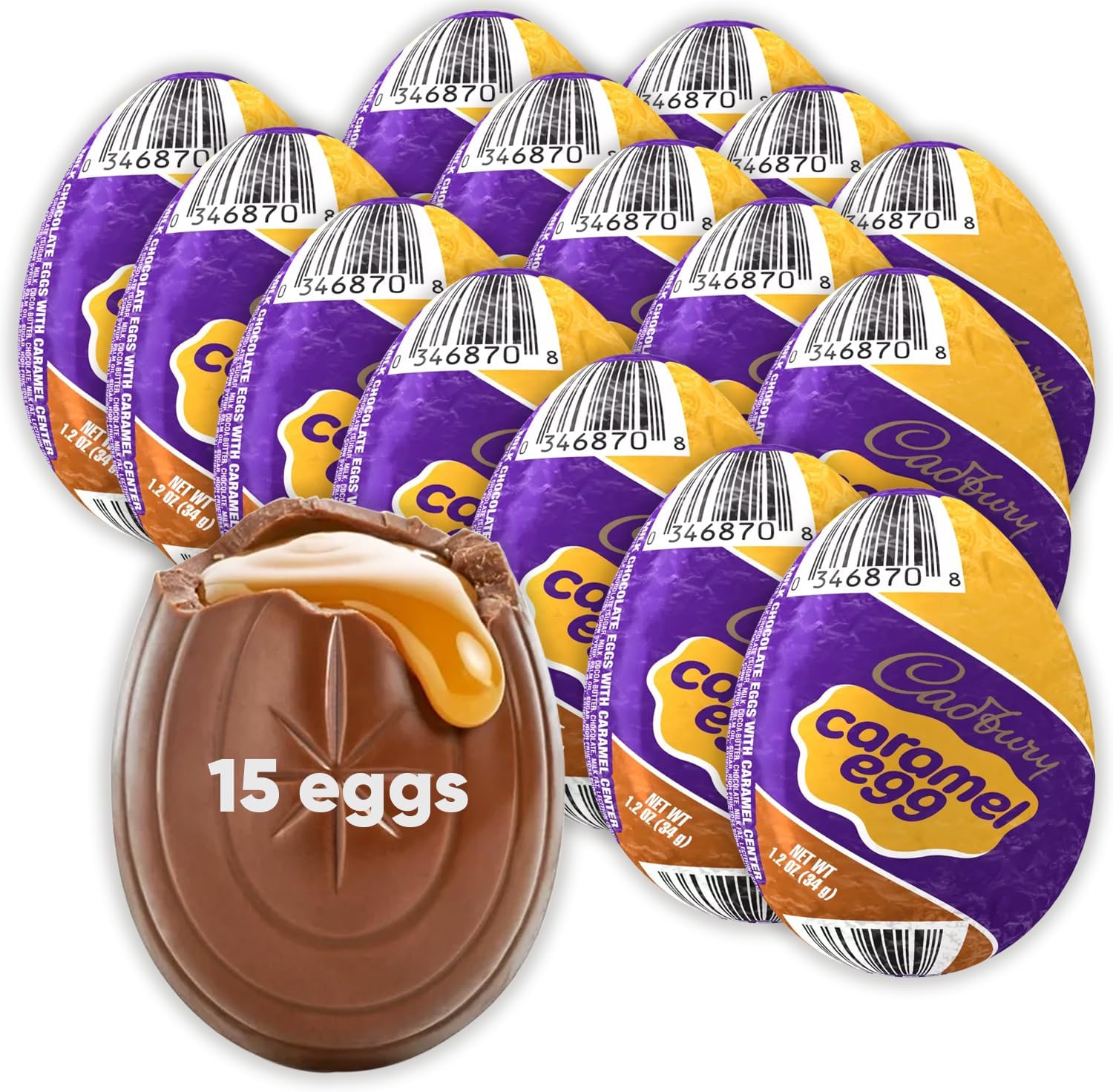 Cadbury Caramel 15 Eggs 1.2oz Chocolate & Caramel Candy