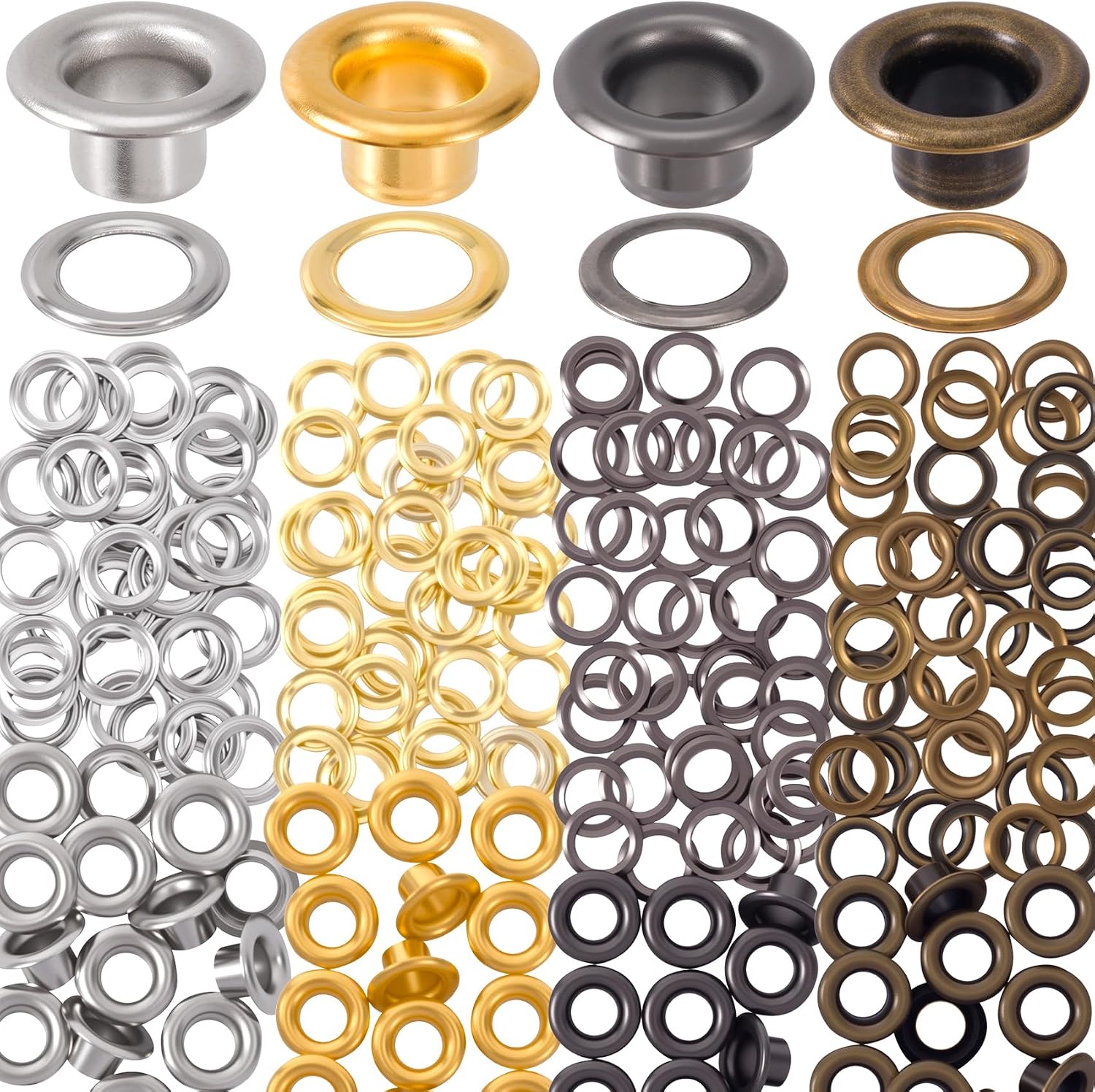 VARMDUKKE 120 Sets 3mm Metal Eyelets, 4 Colors Eyelets Grommets Kit, Round Small Eyelets with Washers, DIY Supplies Garment Accessory for Paper Crafts, Fabric Leather Belts