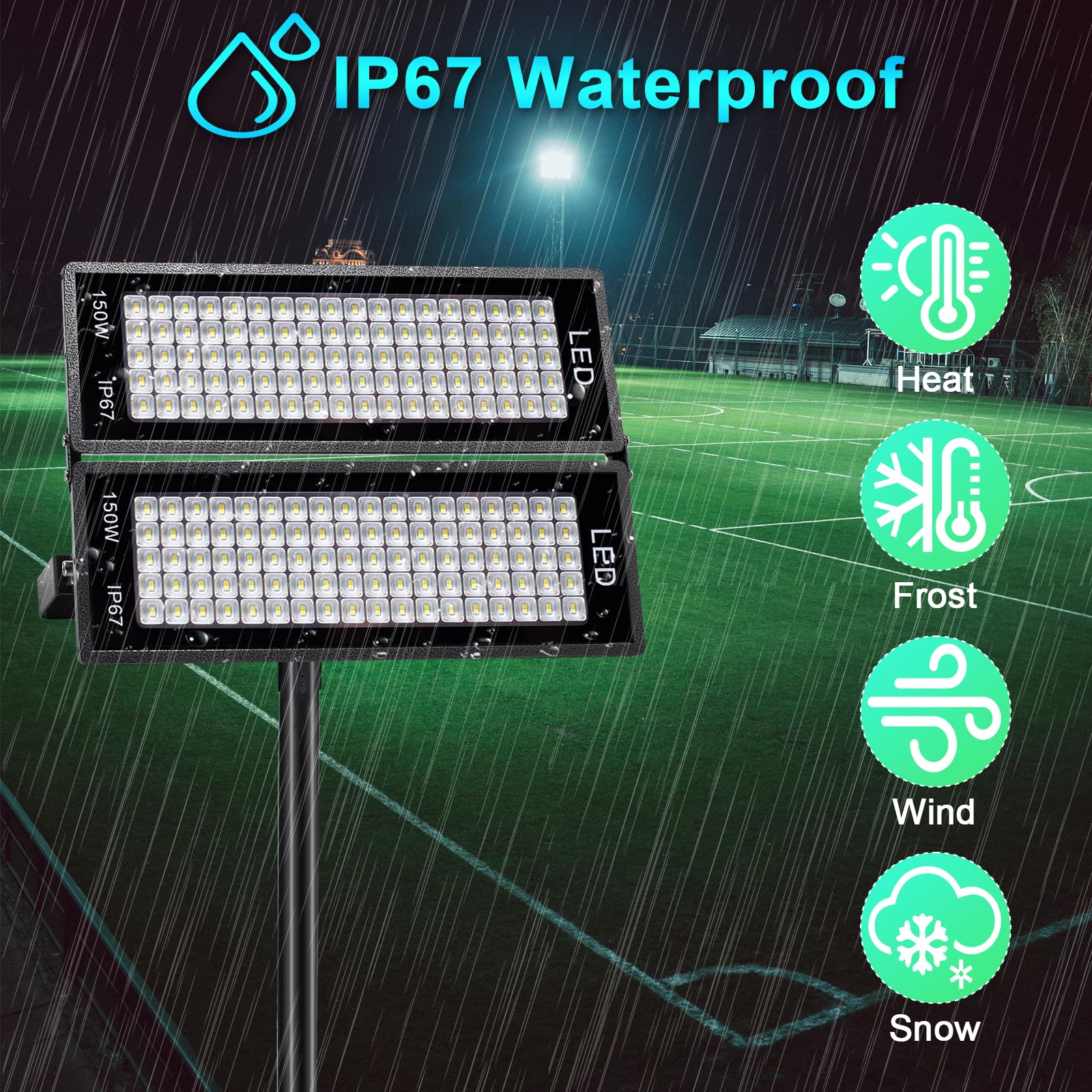 LED Strahler Außen 300W, 36000LM Led Flutlichter 7000K Kaltweiß Scheinwerfer Außenstrahler IP67 Wasserfest LED Fluter außen für Garage Farm Fabrik Lager Stadion