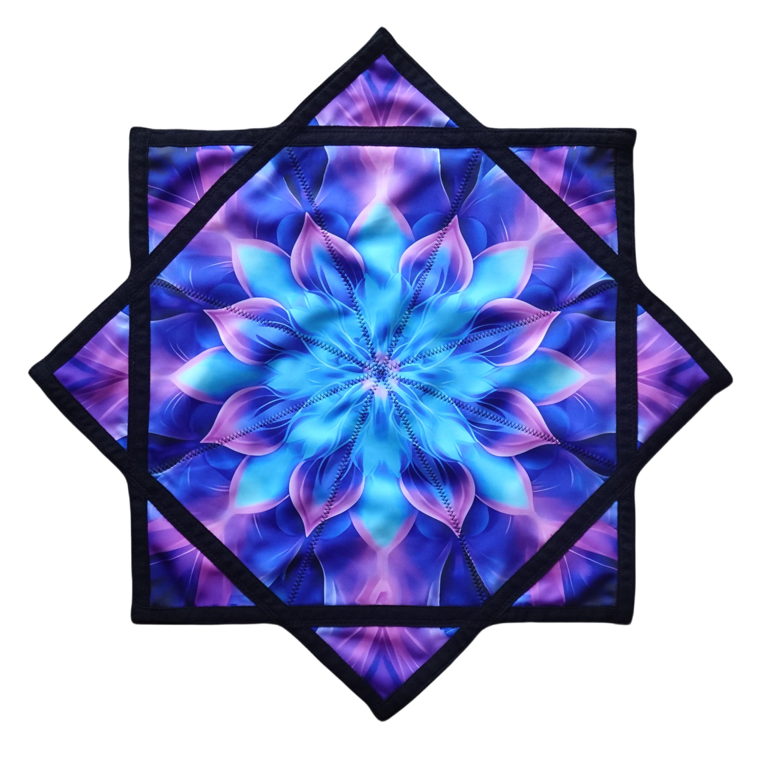 BVCY Flow Star (UV Reactive) Juggling and Skill Toy Flow Star Spinning Cloth Beginners Easy to Rotate Double Sided Printing Dapo Star Blue Flowers (