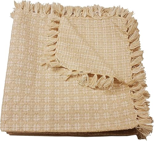 Juego de 6 servilletas de tela con flecos de tejido naturalmarfil, servilletas 100% algodón, tamaño 20 x 20 pulgadas, adecuado para comidas