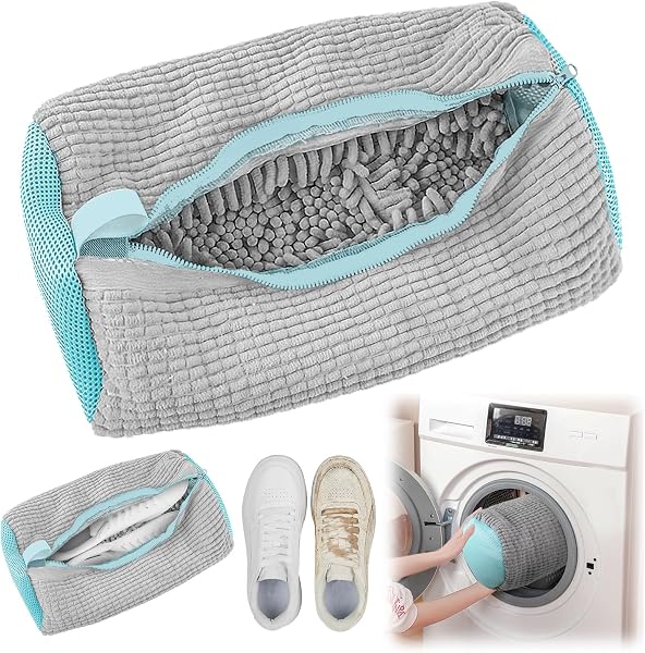 Sac Lavage Chaussures Machine à Laver, Protection Multiple Sac Chaussure Machine à Laver,Réutilisable Sac Lavage Chaussures, Protéger les chaussures et les machines à laver (Gris- 1pcs) - 1