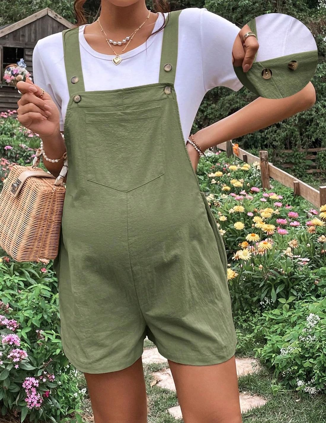 Sukany Pantaloncini da donna premaman casual in gravidanza tuta con cinturino regolabile senza maniche corto pagliaccetto pantaloncini