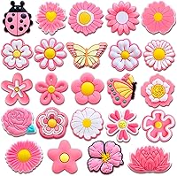 Vista 1 de 24 dijes de flores rosas para zapatos de zueco, sandalias, pulseras, dijes lindos, Metal no precioso., No es una piedra preciosa