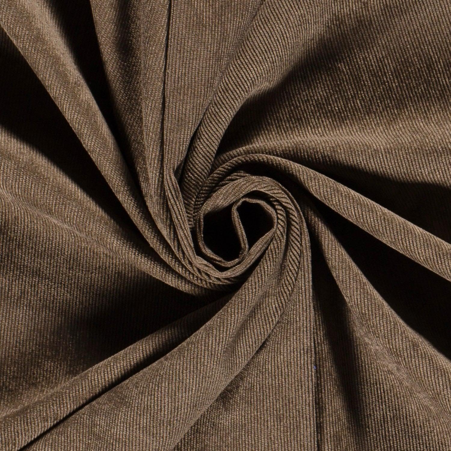 Stretch Baby Needle Cord 21 Wale Fabric Material Taupe Brown Sample