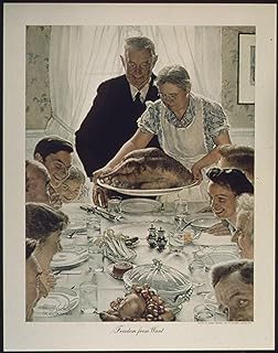 History Galore 4"x6" Poster, Freedom from Want 1943 by painter Norman Rockwell - Gallery Print
