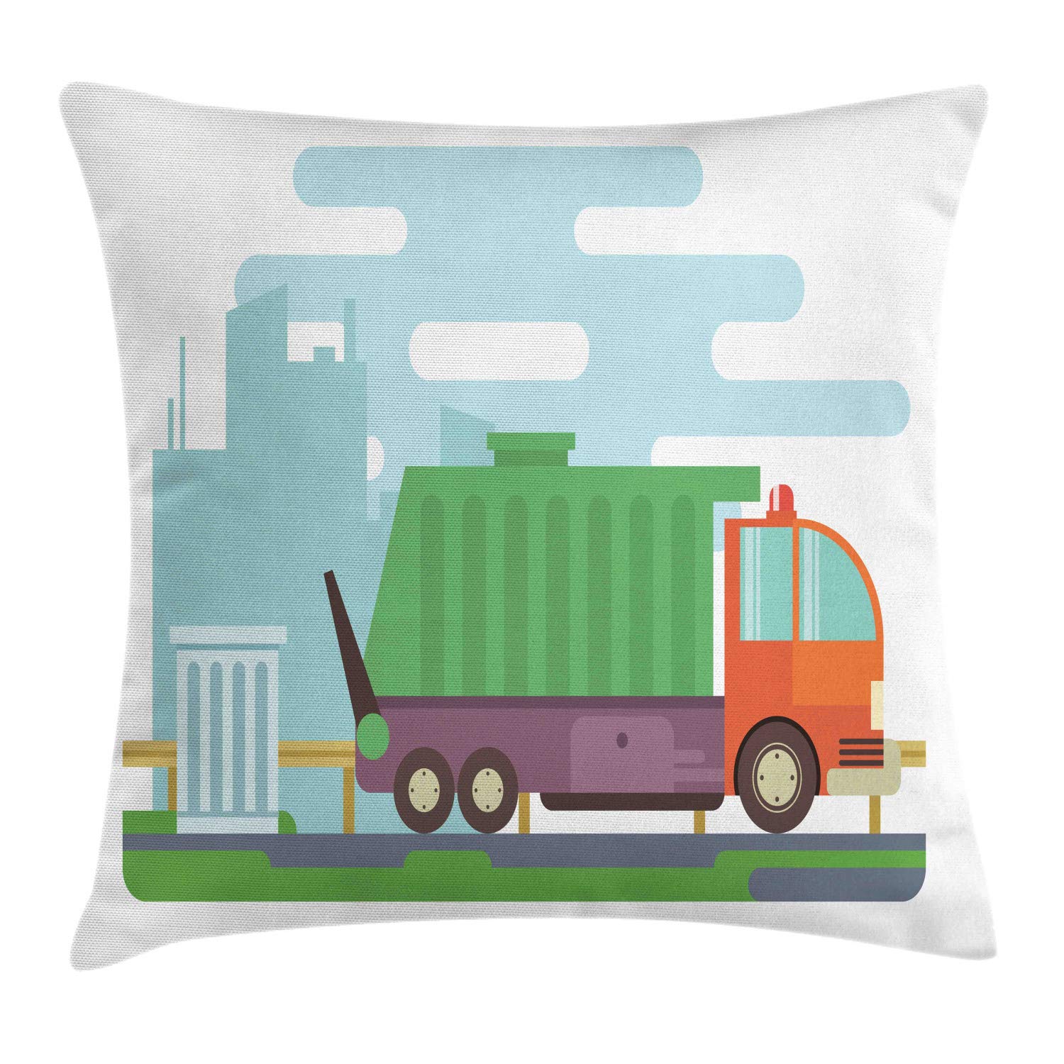 ABAKUHAUS Federa Cuscino 50x50 Cm Con Mostro Pickup Truck - Stampa Verde Grigio