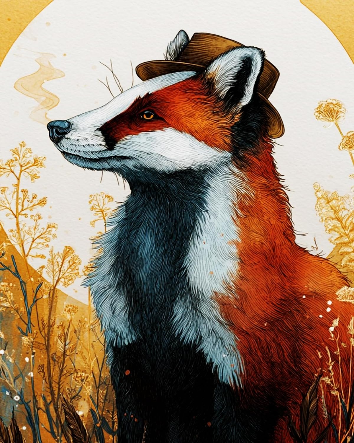 Liubaishi Multicolour Paint By Numbers For Adults, Fox With A Hat, 16X20 Inch, Acrylic On Canvas, 3 Brushes Included