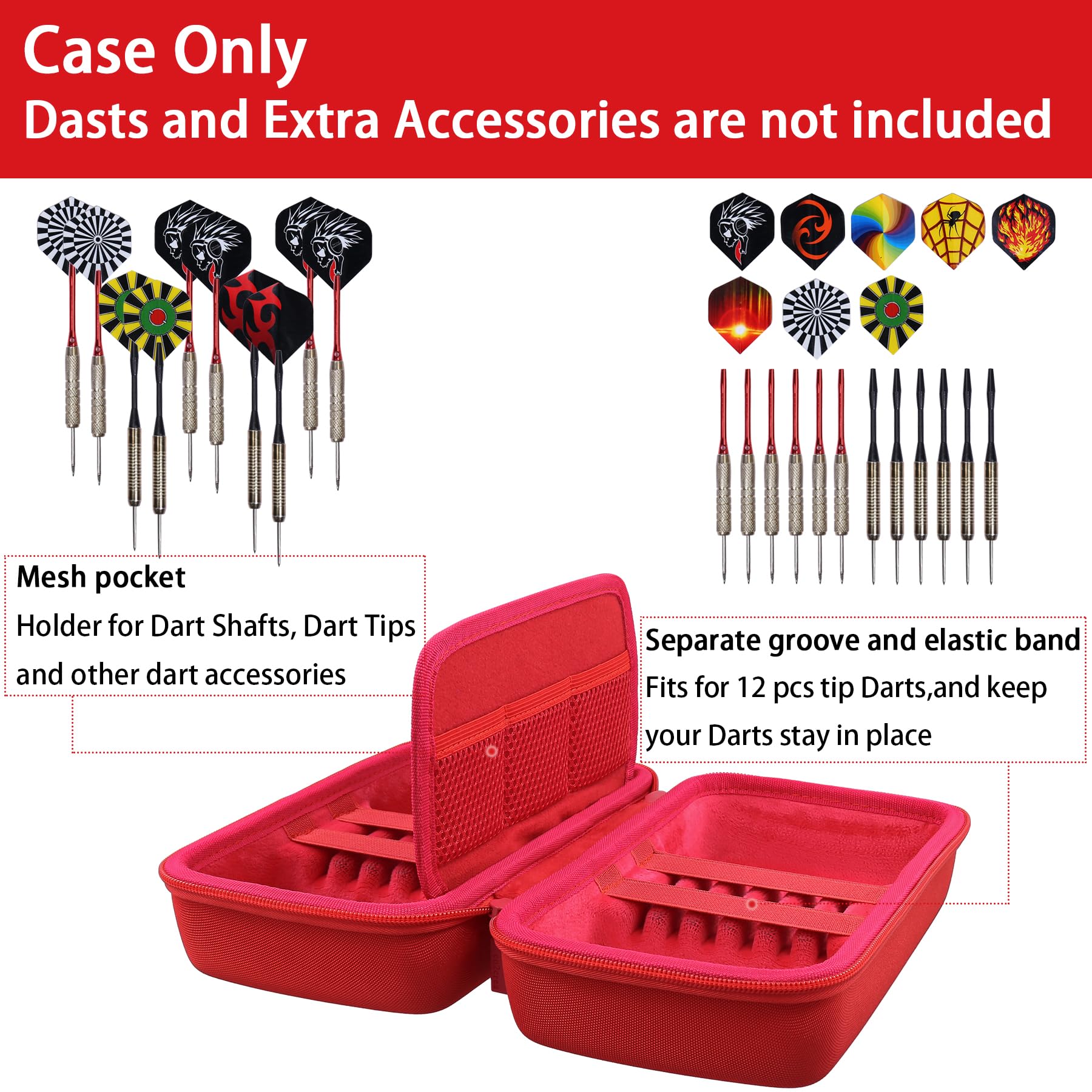 co2CREA Hard EVA Shell Storage Dart Case for 12 Steel Tip or Soft Tip Darts - Image 4