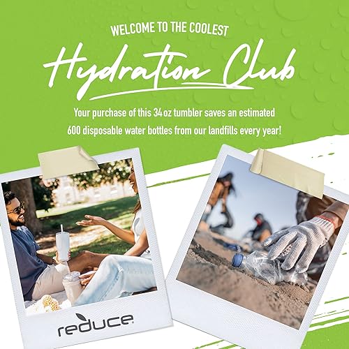 Miniatura 7 de REDUCE Cold1 - Vaso de 34 onzas con tapa y pajilla, botella de agua de acero inoxidable aislada al vacío para el hogar, la oficina o el automóvil