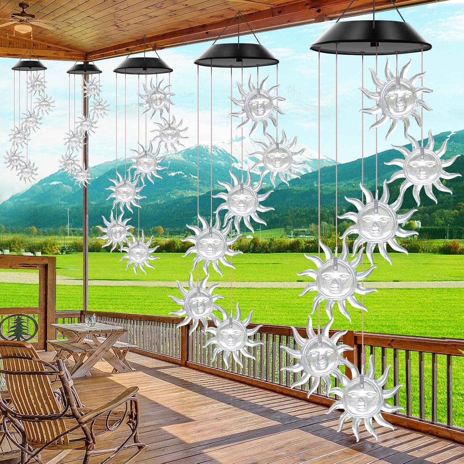 Solar Wind Chimes Outdoor Color Changing Lights, Gift for Women Mom Grandma Sister Best Gifts, Wind Chimes Unique Outdoor Garden Yard Decor (Sunflower) - Image 7