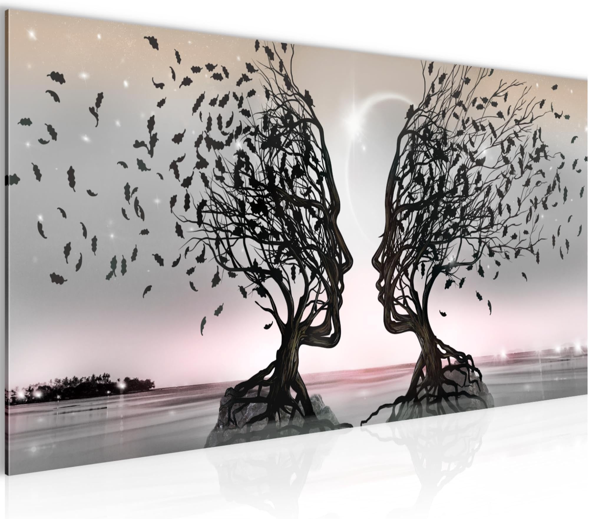 Runa Art Quadro Moderno Su Tela Non Tessuta – Fiori Magnolia, Bianco E Nero, 110g/m², Fatto In Germania - 2