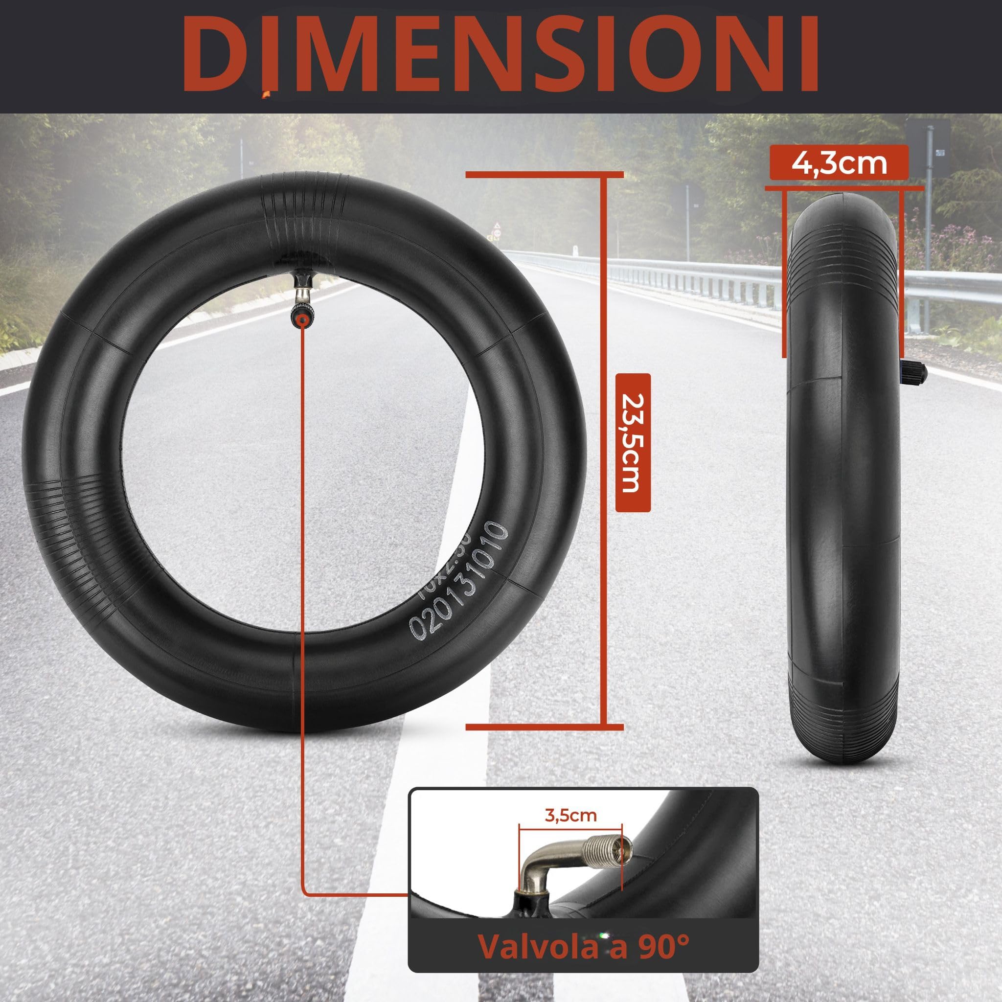 ANSENI Ruote monopattino elettrico 10 pollici (10X3.0) (80/65-6) (255X80) camera d aria 10x2.50, per Kugoo M4 Dualtron VICTOR LUXURY EAGLE Speedway 4 Zero 10X (1 ruote+1 camera aria)