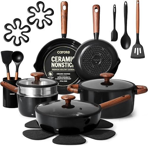 41% off deal for CAROTE 21pcs Ceramic Cookware Set, Pots and Pans Set on Amazon