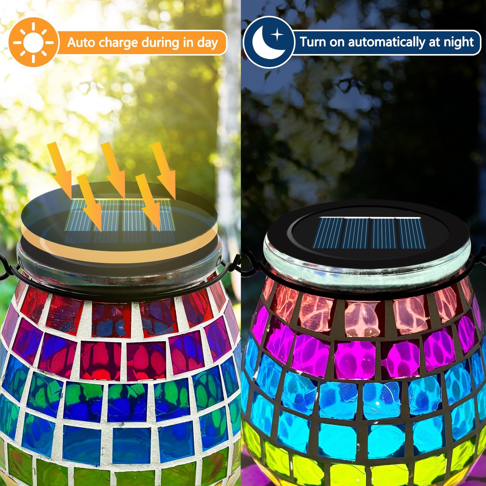 TOTHDATE 2PCS Oval Solar Mosaic Lights Outdoor - Image 4