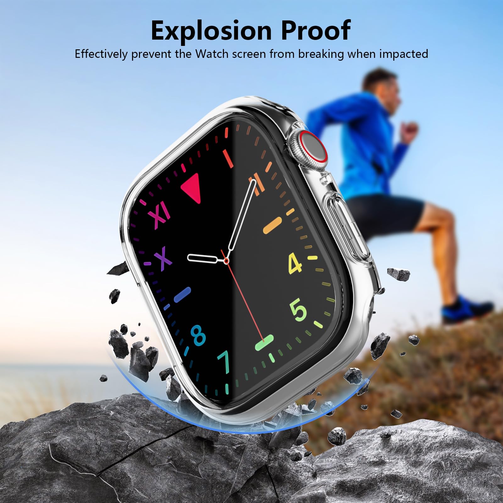 AOTUAO 4 Pezzi Cover Compatibile con Apple Watch Series 10 42mm con Vetro Temperato, iWatch Case Protettore Schermo e Protettiva Custodia per Apple Watch Series 10 42mm (4 Trasparente)