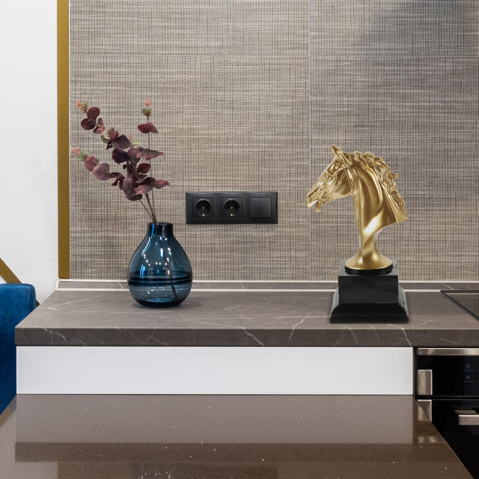 Luxshiny Scultura Decorativa Di Testa Di Cavallo Resina Retro Per Ufficio e Decorazione Domestica Ornamento Da Scrivania Unico Per Amanti Degli Animali
