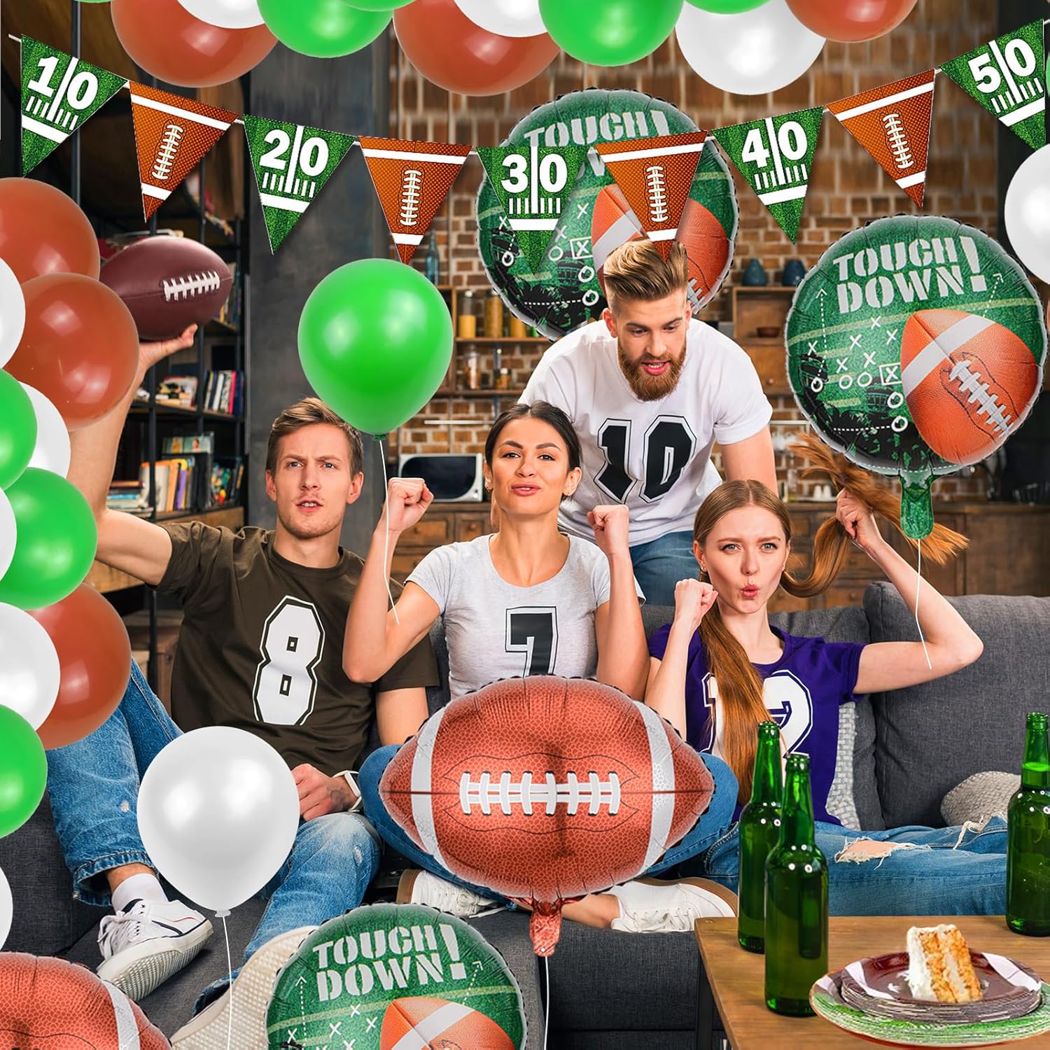 Football Party Supplies Kit Serve 24, Includes Disposable Dinner Plates, Dessert Plates, Balloons, Napkins and Banner, Football Birthday Party Tailgate Party Decorations Theme Gameday image 5 of 7 B0DPCH5Q6D