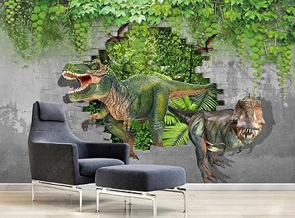 Amazon 壁紙 3d 緑のつる恐竜 不織布壁紙テレビ背景壁 壁紙
