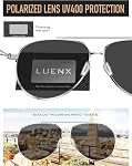 LUENX Classic Aviator Polarized Sunglasses for Men Women - Trendy Metal Sun Glasses UV 400 Protection