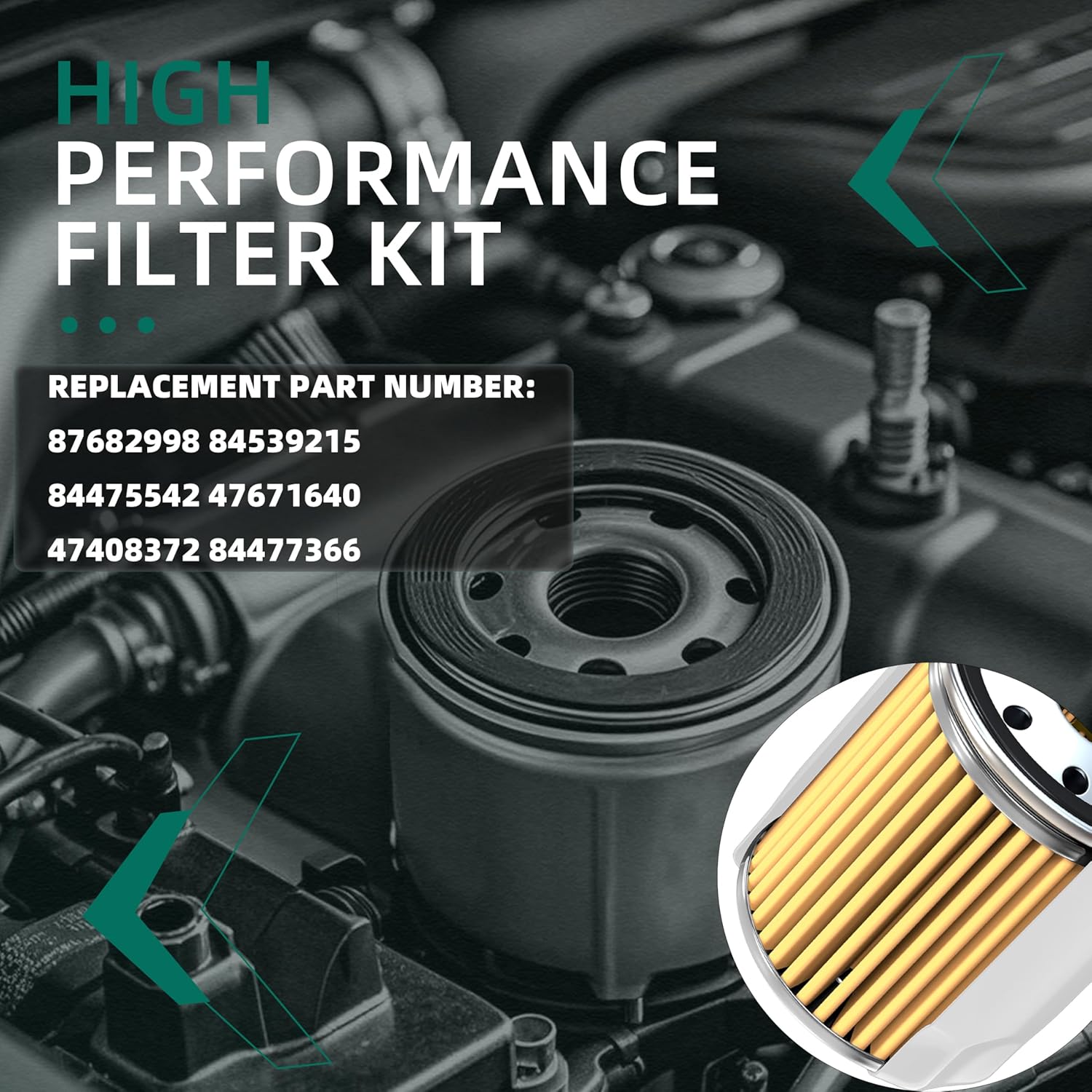 6 PCS Filter Kit Compatible with New Holland TC35A TC35D TC35DA TC40A TC40D TC40DA TC45A TC45DA Tractor, Air Filter 87682998 84539215, Oil 84475542, Hydro 47671640, Fuel 84477366