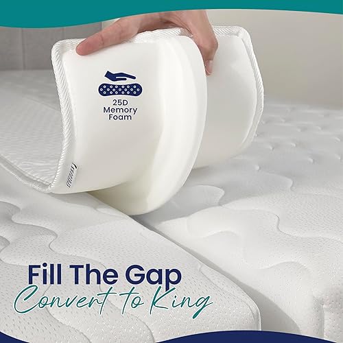 Miniatura 2 de Kit Convertidor de Puente de Cama de 25 cm Extra Ancho de Individual a King - Relleno de Hueco de King Dividido para Cama Ajustable - Conector de