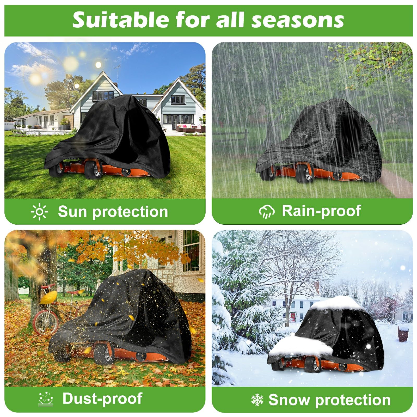 Housse De Tondeuse à Zéro Tour 600D Très Résistante - Ajustement Universel - Imperméable - Résistant Aux UV, à La Poussière Et Au Vent - Protection Extérieure