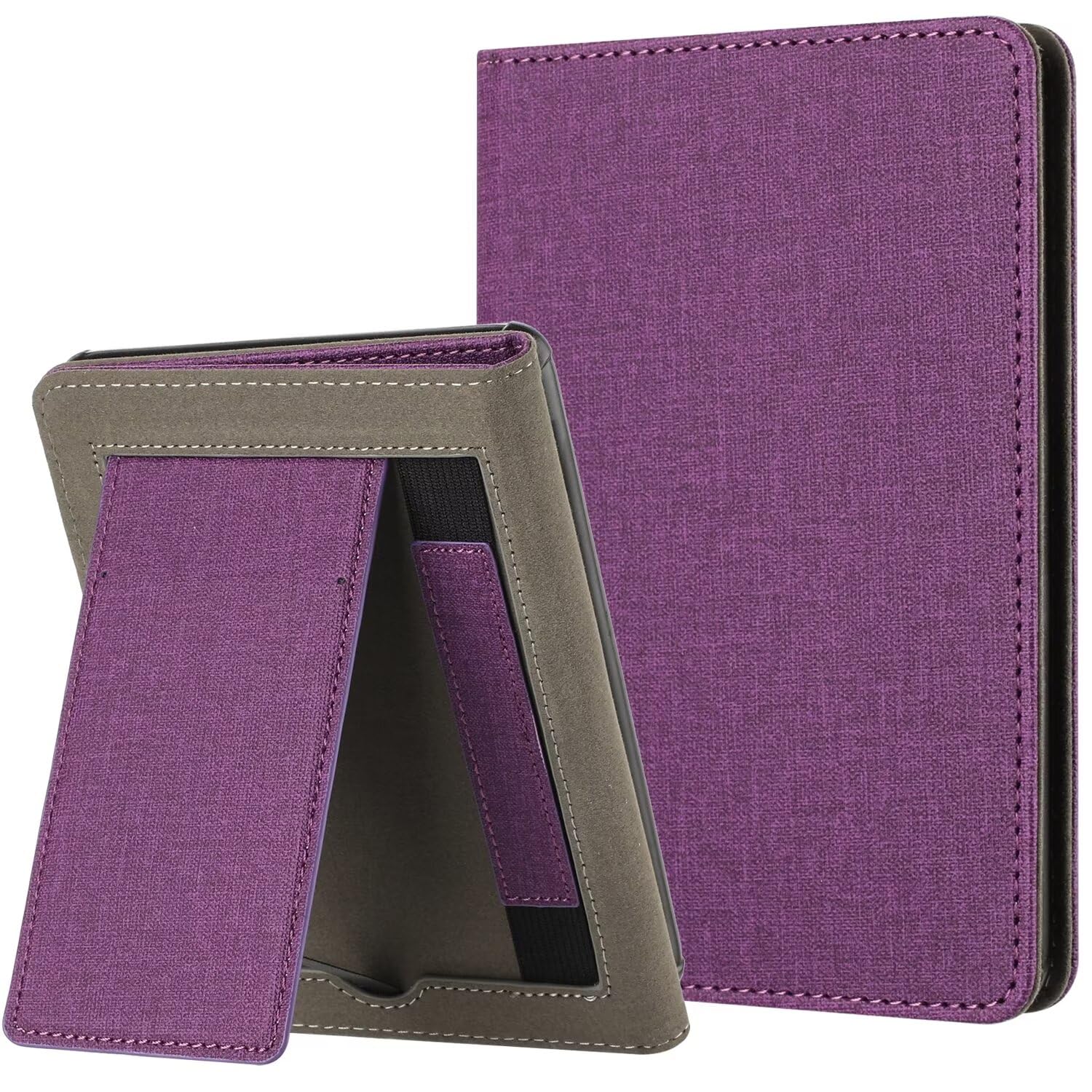 Case for New 6" Kindle (11th Generation, 2024/2022 Release), PU Leather Stand Hard Cover, Auto Wake/Sleep with Hand Strap & Card Slot for Kindle 11th 6 inch 2024 E-Reader, Purple