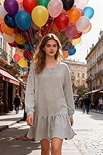 Women's Wear Long Sleeved Round Neck Sweatshirt with Ruffled Hem Casual Dress
