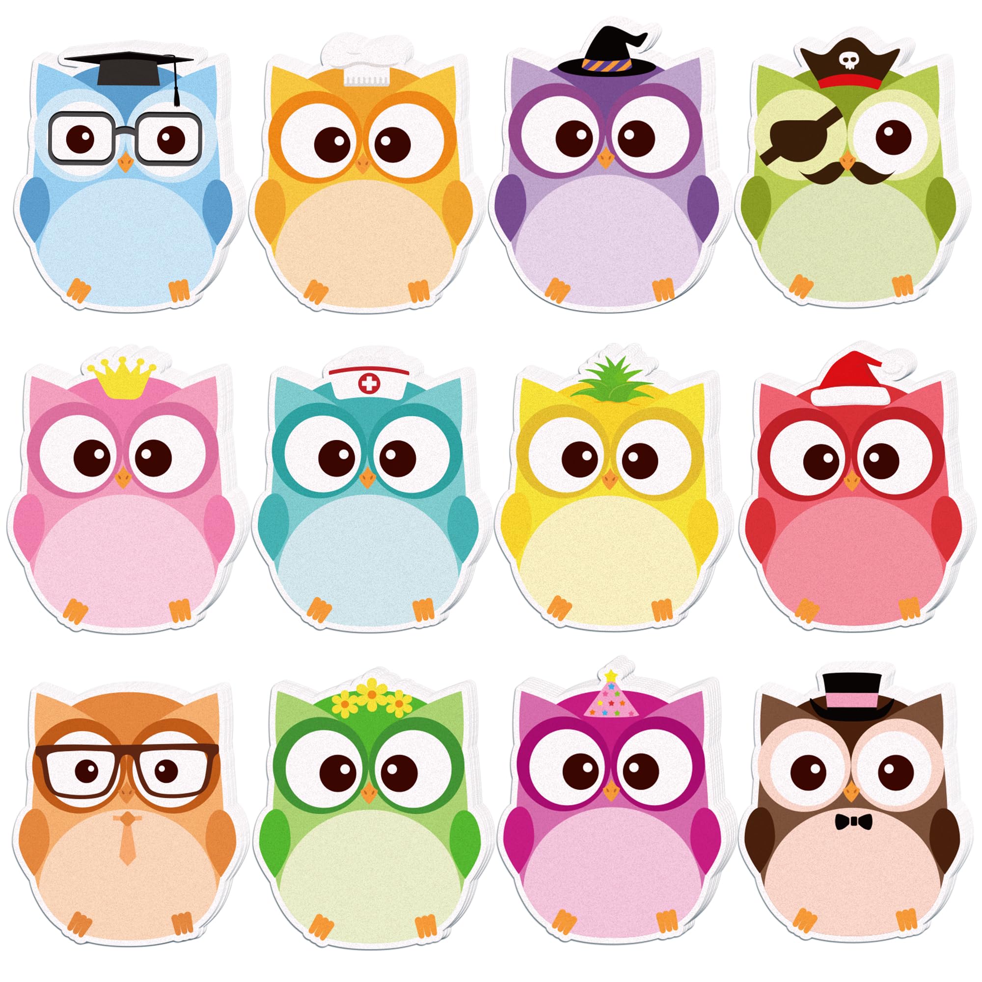 240 Pcs Owl Sticky Note Pad, 12 Self-Adhesive Notepads Sticky Notes, Funny Cartoon Page Labeling Classroom Rewards Birthday Theme Party Gift Fillers,