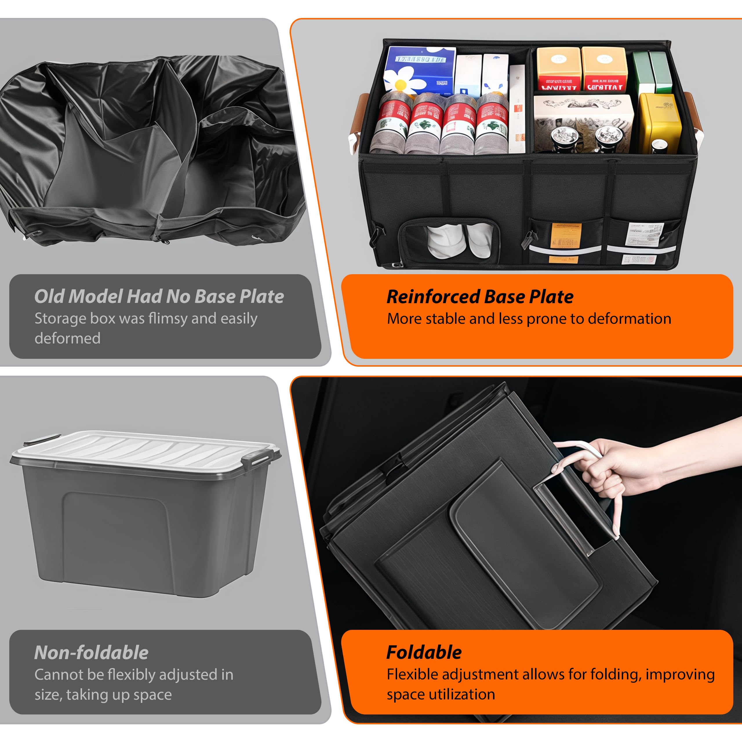 Organizador para maletero de coche con bolsa isotérmica, organizador plegable para maletero con varios compartimentos, bolsa para maletero, impermeable, antideslizante con asas, correa de