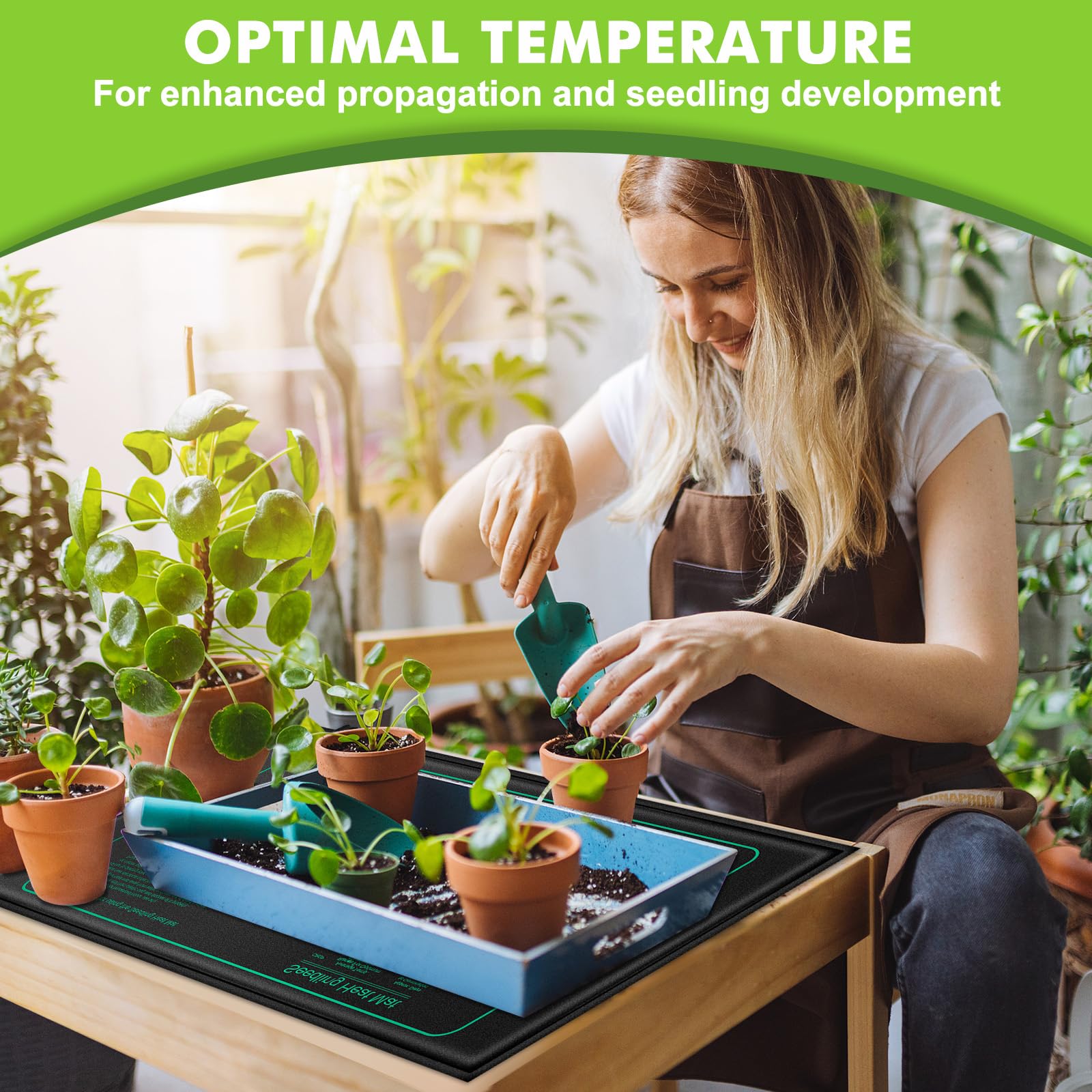 2 Pack Tapis Chauffant pour Semis, 20 Watts Étanchéité Tapis Chauffant pour Plantes, Tapis Chauffant Bouturages, pour Intérieur de Serre Germination Reptile Amphibien, Sûr Et Durable, 52.5 × 25 cm
