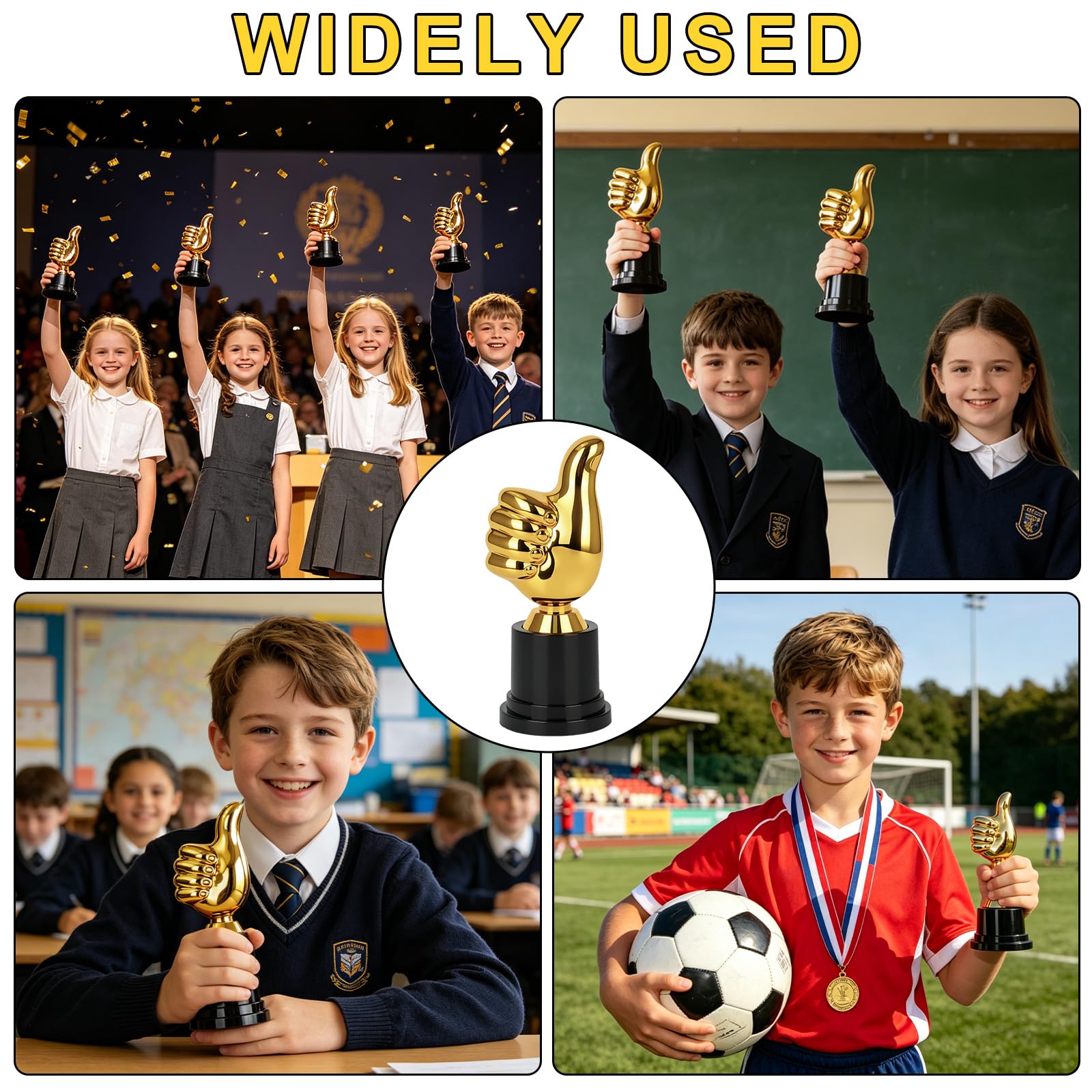 Lot de 18 trophées dorées en plastique, mini sculpture pour doigts, récompenses pour fête sportive, gagnant, fête, anniversaire