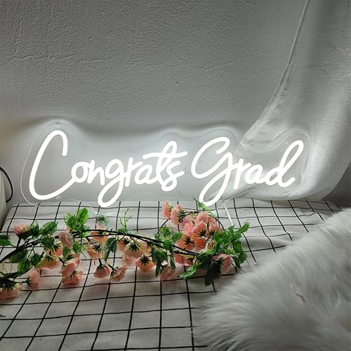 Miniatura 2 de Letrero de neón de Congrat Grad, LED regulable para decoración de felicitación, luces de neón resistentes al calor para felicitaciones graduadas