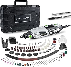 PHALANX 180W Rotary Tool Kit, 6-Speed, 8000-35000RPM, with Flex Shaft and 213 Accessories