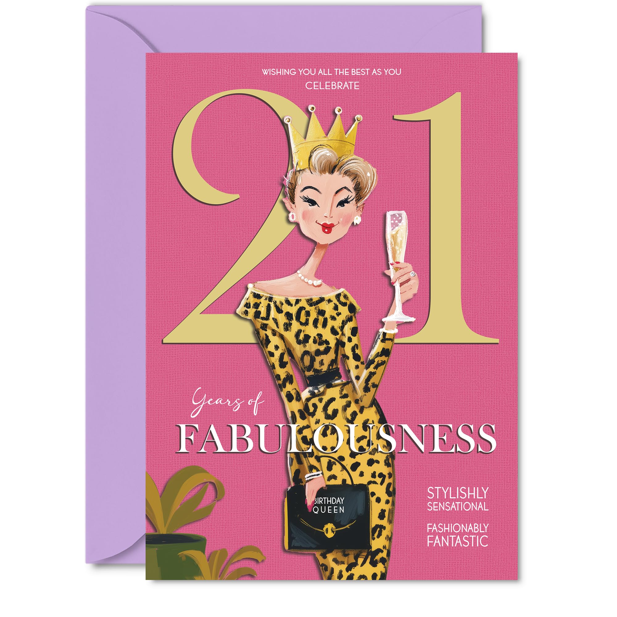 21st Birthday Cards for Women - Years Of Fabulousness - Happy Birthday Card for 21 Year Old Woman Cousin Auntie Daughter Granddaughter, 5x7 Inch Bday Greeting Cards