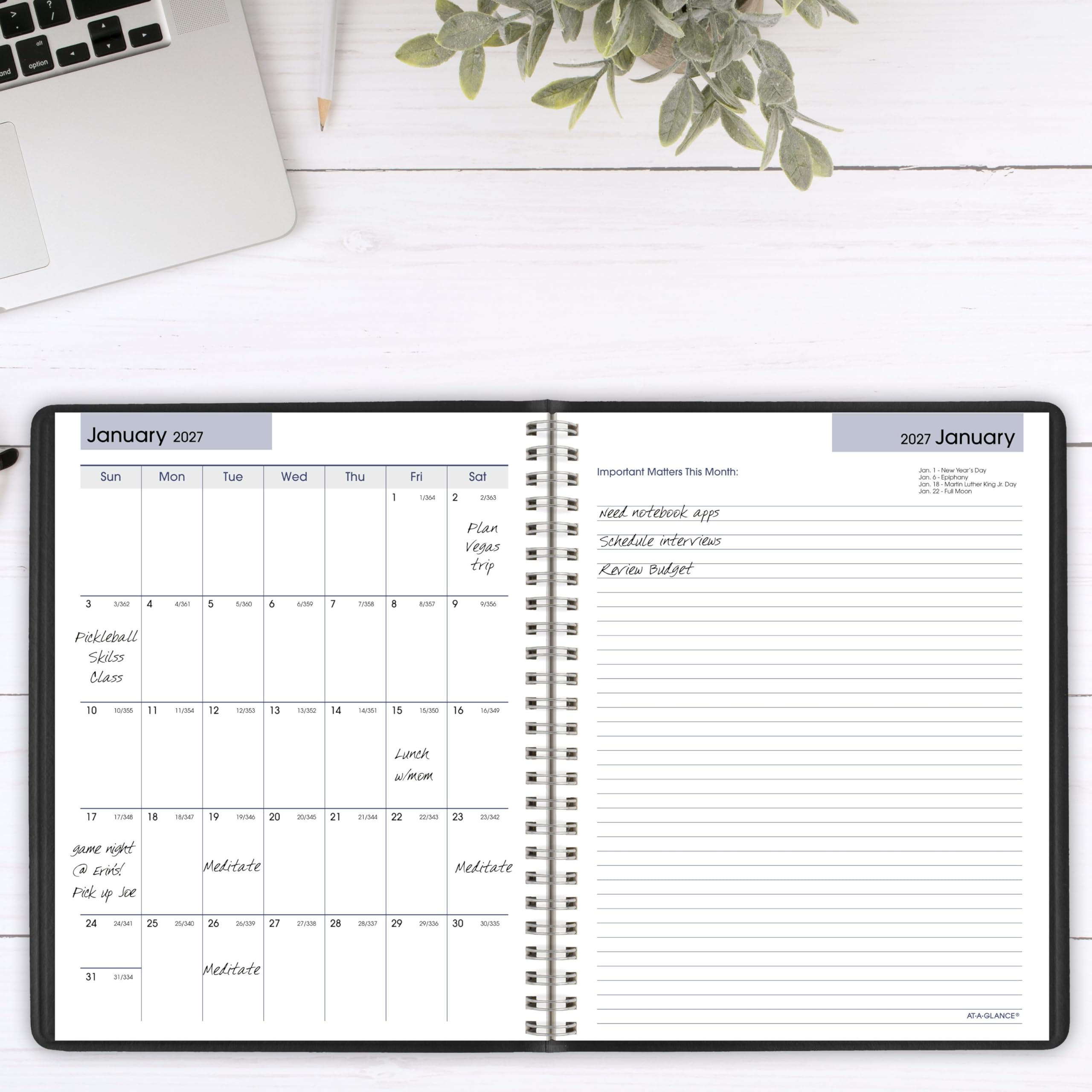 AT-A-GLANCE Agenda 2026, settimanale e mensile, 17,8 x 22,2 cm, media, Executive, DayMinder, nero (G5460026)
