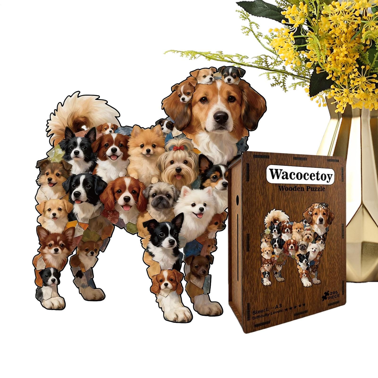 Puzzle In Legno Per Adulti 120 Pezzi Puzzle In Legno A Forma Di Cane | Rompicapo Multicolore A Forma Di Cane Per Famiglia Allenamento Cerebrale Hobby Festa Raduno Adulti E Bambini Da 6 Anni Casa