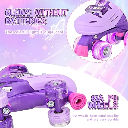 Miniatura 5 de 2PM SPORTS Patines de ruedas para niñas, niños y niños pequeños de 4 a 6, 5 a 8, 6 a 12, 8 a 12 años con ruedas iluminadas, patines ajustables para