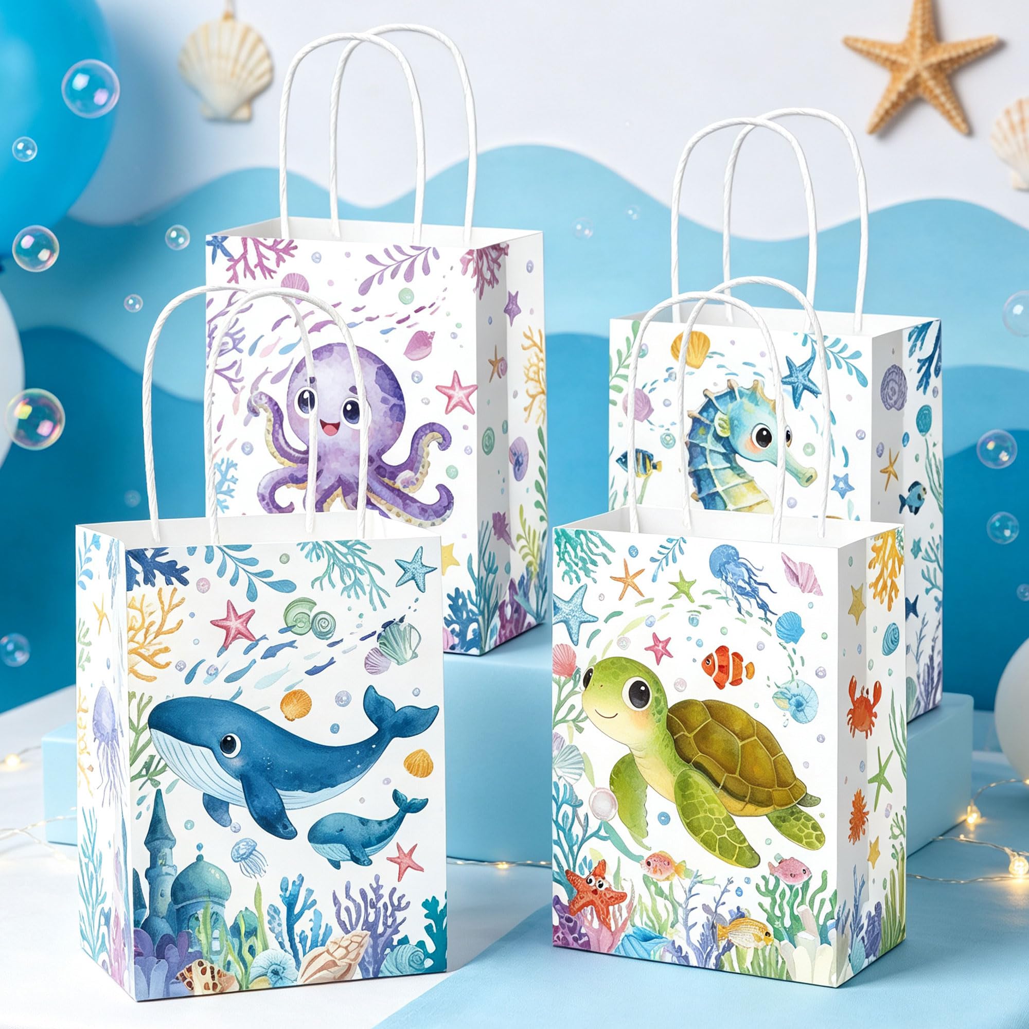 12 PCS Under the Sea Favor Bags Treat Candy Goodies Bags