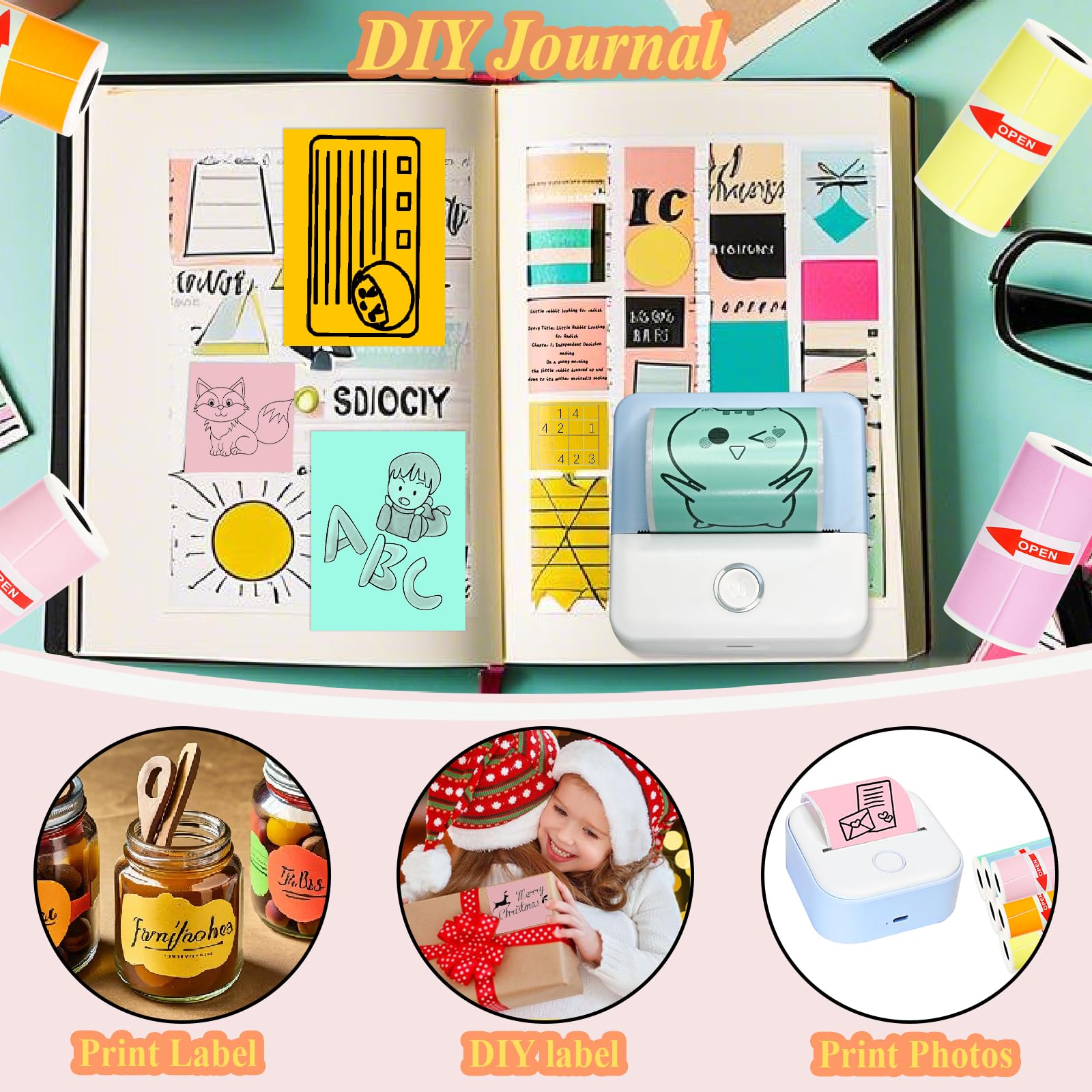 14 rolek mini papieru do drukarki – 6 żywych kolorów i 8 białych kompatybilnych z drukarkami M02/T02, papier termiczny do zdjęć, list, notatek do nauki i scrapbookingu