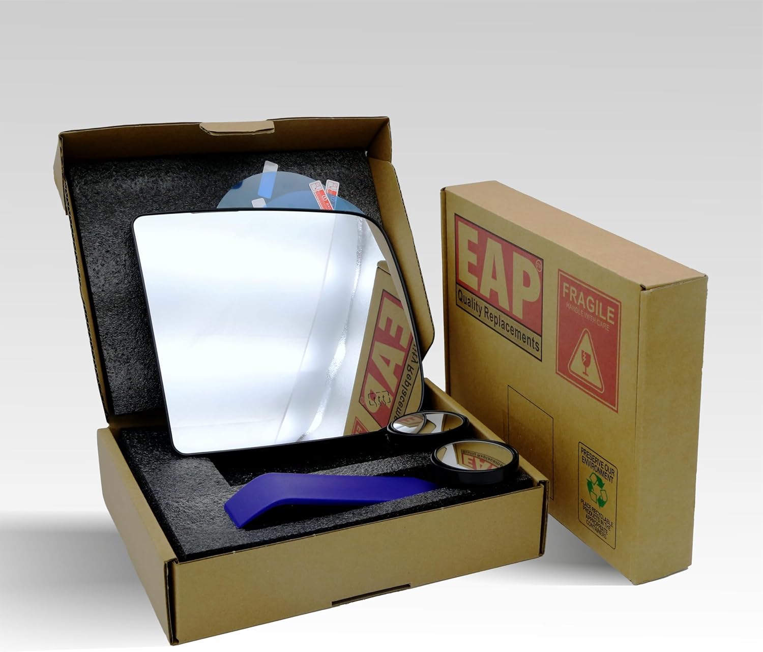 EAP Driver Side Towing Mirror Glass Compatible with RAM 1500 2500 3500 4500 5500 2010-2018, Upper Side, Heated 68067727AA 68067729AA