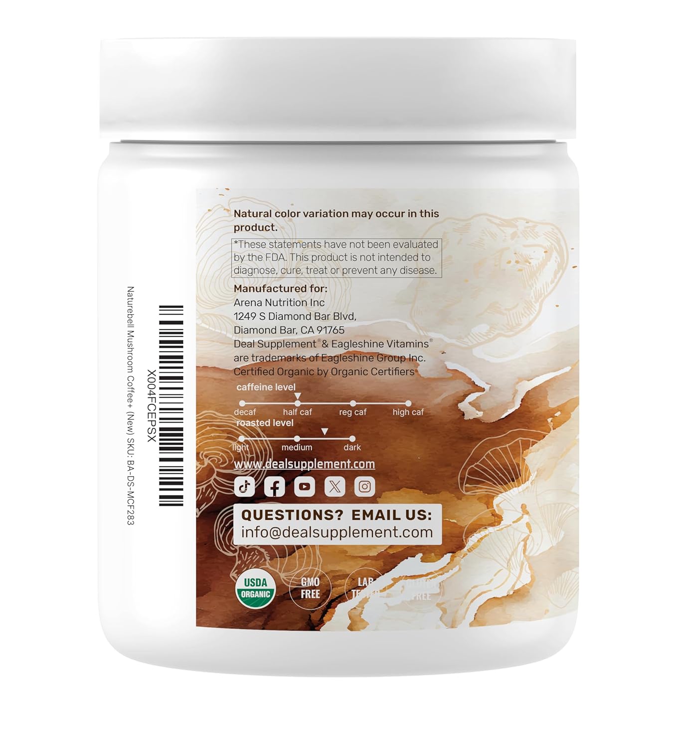 815cK68WEvL._SL1500_ Organic Mushroom Coffee, 10oz – 10 Adaptogenic Mushrooms with Arabica Coffee + MCT Oil for Smooth Flavor – Turkey Tail, Lions Mane, Cordyceps, Chaga, Reishi – Immune, Energy,& Brain Support Supplement