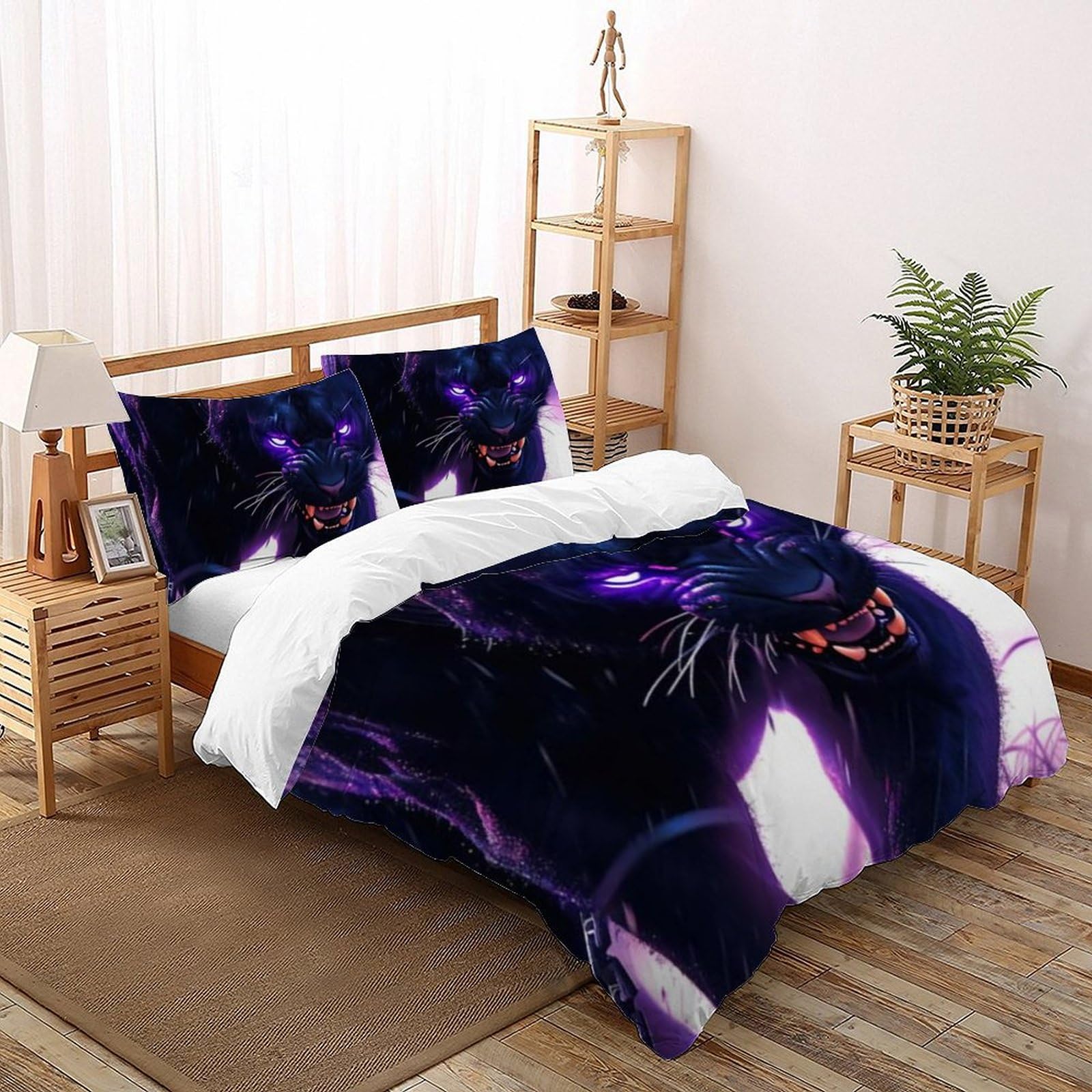 Housse de couette guépard imprimé 3D microfibre douce 260x220cm