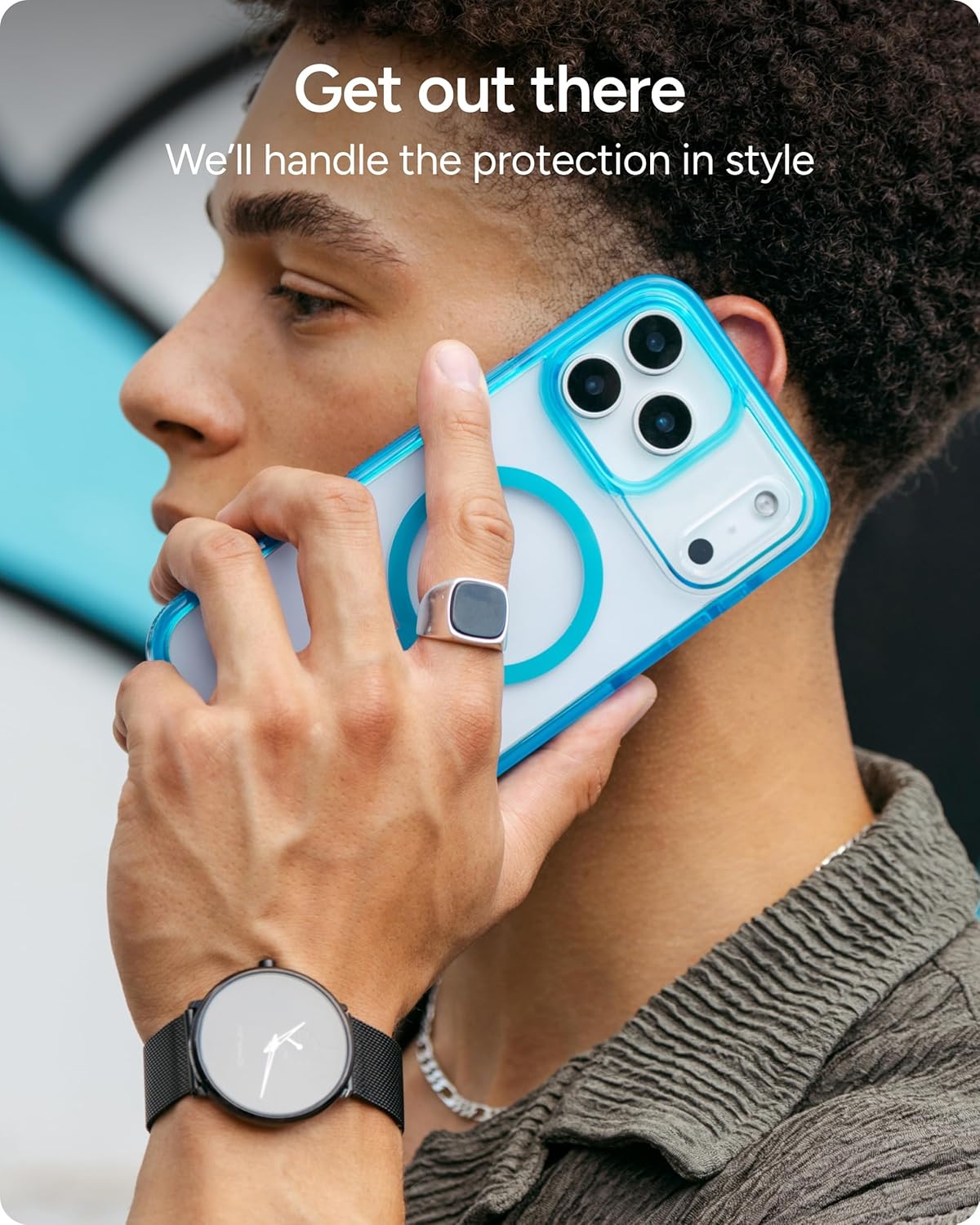 ZAGG Santa Cruz Snap Case with Kickstand for iPhone 17 Pro - Tranquil Blue, Drop Protection (13ft/4m), MagSafe Charging Compatible, ClearGuard Anti-Yellowing Technology, Scratch Resistant Phone Case - Image 7