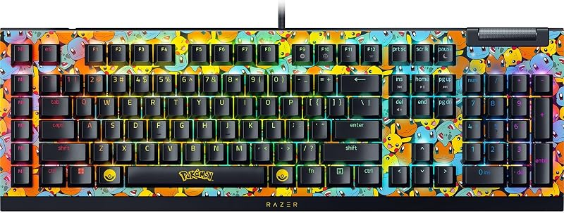 BlackWidow V4 X Edición Pokémon - Teclado mecánico para juegos - Chroma RGB - Interruptores de clic verdes - 6 teclas macro dedicadas - Teclas ABS de doble pulsación - Diseño QWERTY de EE. UU. | Pokémon Kanto