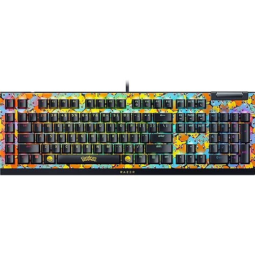 Razer BlackWidow V4 X Mechanical Gaming Keyboard: Green Switches Tactile & Clicky - 6 Macro Keys - Chroma RGB - Doubleshot ABS Keycaps - Sound Dampening & Stabilizers - Pokémon Edition