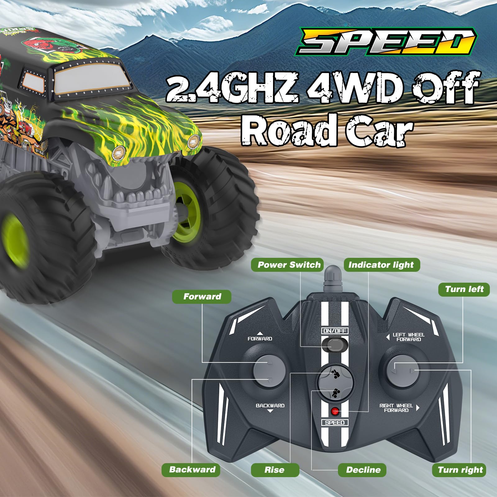 Zdalnie sterowany samochód amfibia RC Car: 4WD 2,4 GHz Offroad pojazd | Ze światłem All Terrain RC Crawler Truck dla 4 5 6 7 8 9 10 lat Dzieci i Dorośli Prezent na Boże Narodzenie Urodziny
